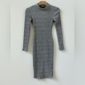 Lulu's Heather Gray Ribbed Sweater Dress